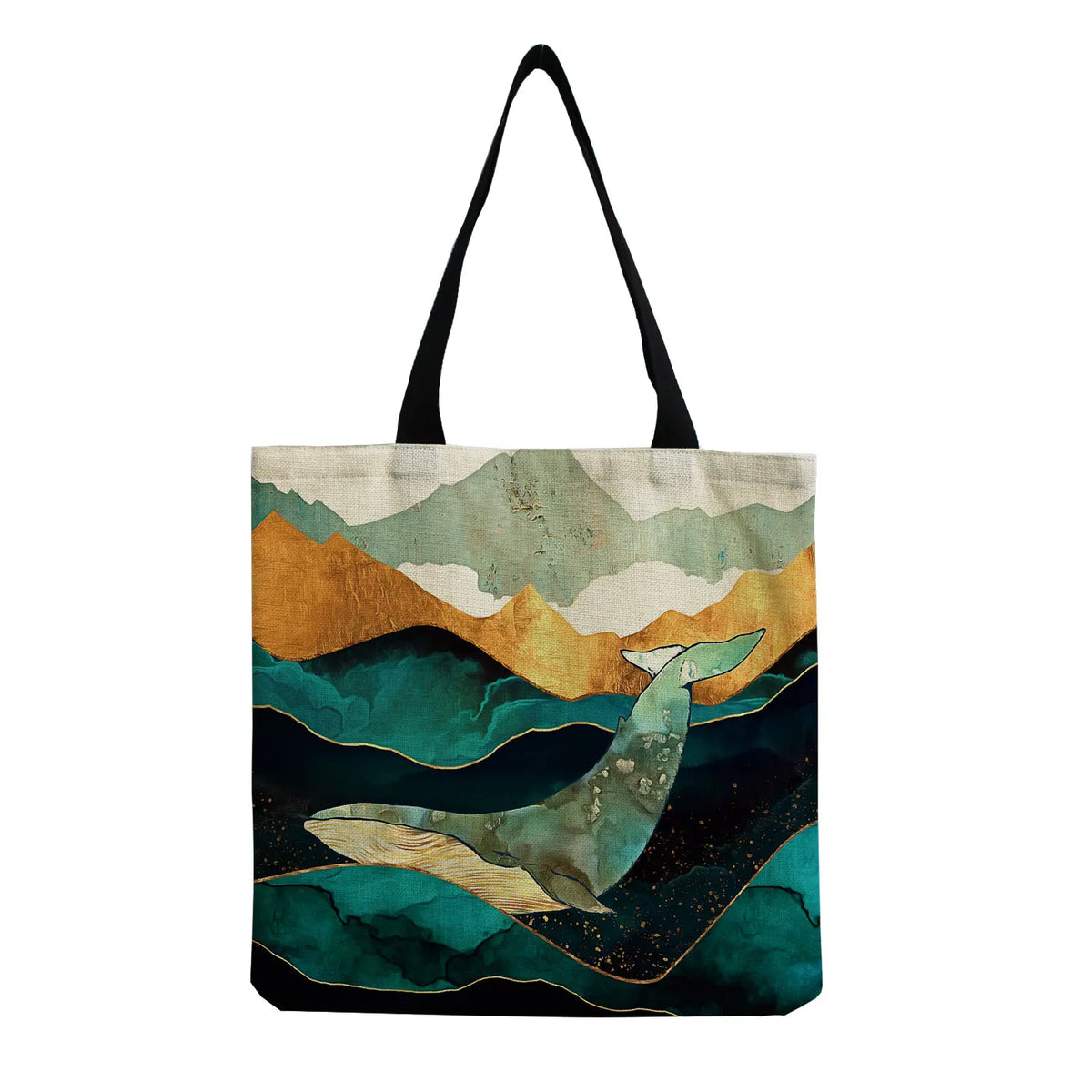Abstract Mountain & Water Landscape Tote Bag - Customizable School Teacher Gift