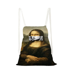 Art Oil Painting Print Backpack Girls Drawstring Bag Travel Backpack