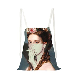 Art Oil Painting Print Backpack Girls Drawstring Bag Travel Backpack