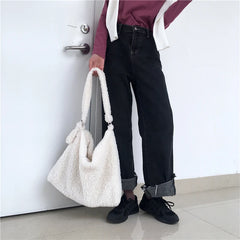Faux Fur Women Shoulder Bag Large Casual Tote