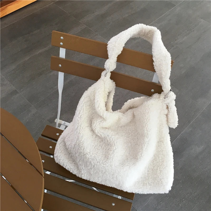Faux Fur Women Shoulder Bag Large Casual Tote