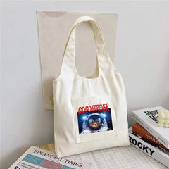 Astronaut Canvas Shoulder Bag Large Capacity Tote Lazy Casual Storage Bag
