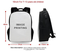 Astronaut 3D Backpack USB Charging School Bag Boys Girls Rucksack