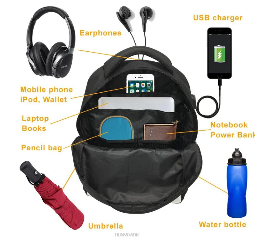 Astronaut 3D Backpack USB Charging School Bag Boys Girls Rucksack