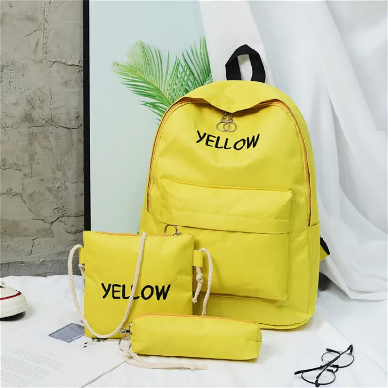 Attra-Yo 3Set Women Backpack Student Bag Lightweight Multifunction