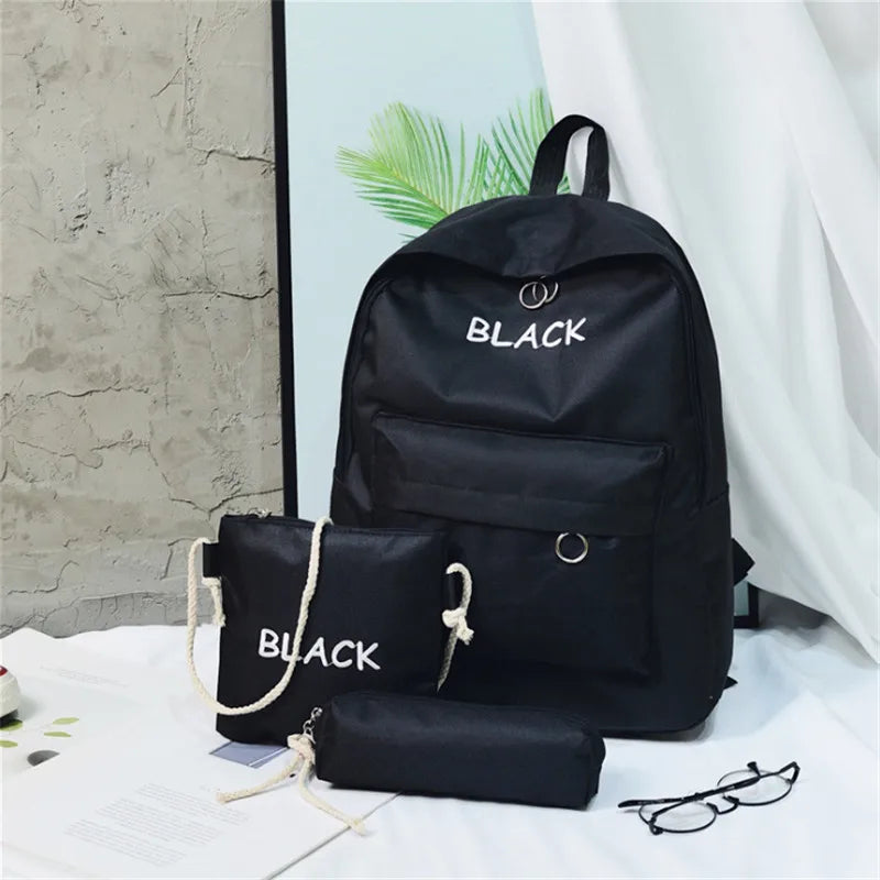 Attra-Yo 3Set Women Backpack Student Bag Lightweight Multifunction