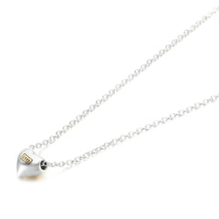 925 Sterling Silver Domed Golden Heart Collier Necklace