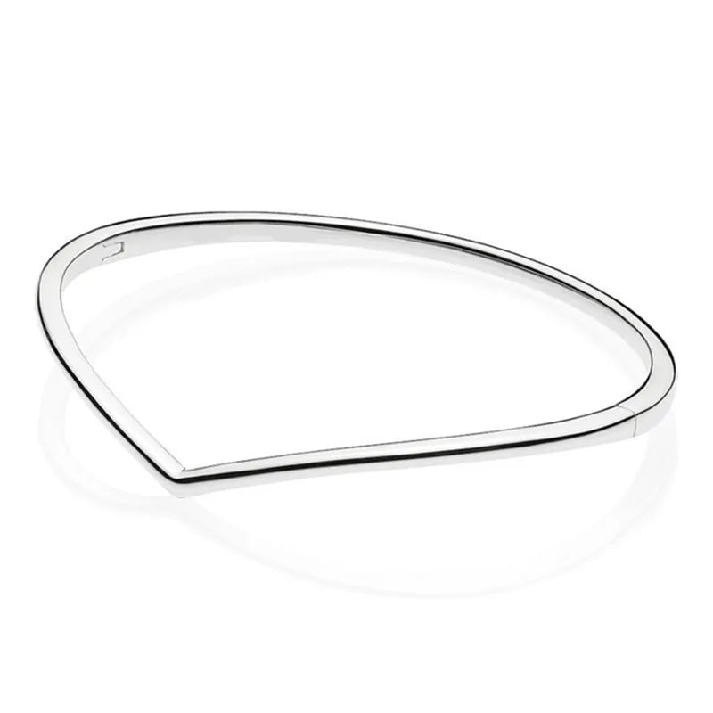 925 Sterling Silver Shimmering Wish Crystal Bracelet Bangle Charm DIY Jewelry