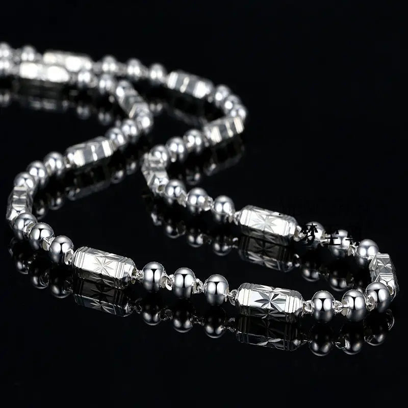 S999 Sterling Silver Men's Necklace Thick Hexagonal Chain Silver Jewelry