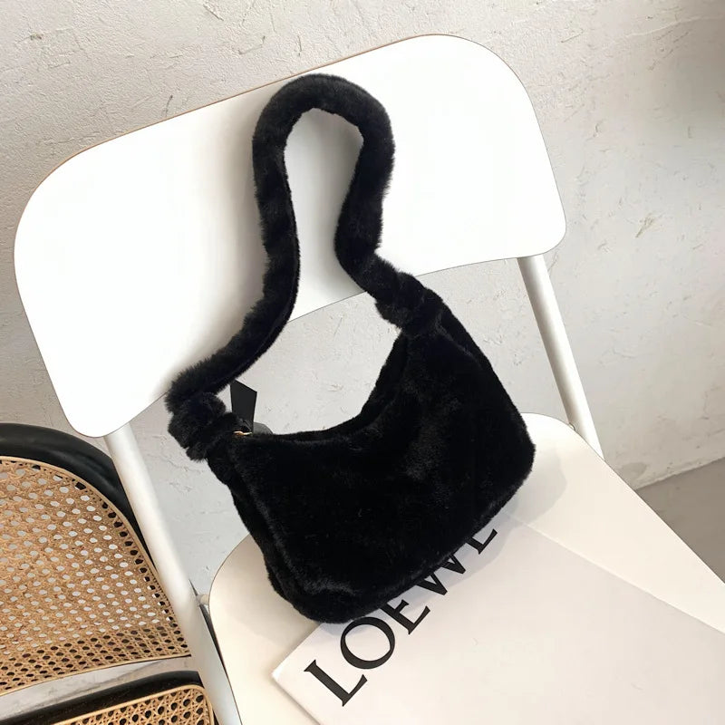 Autumn Winter Women's Shoulder Bag Mini Plush Handbag