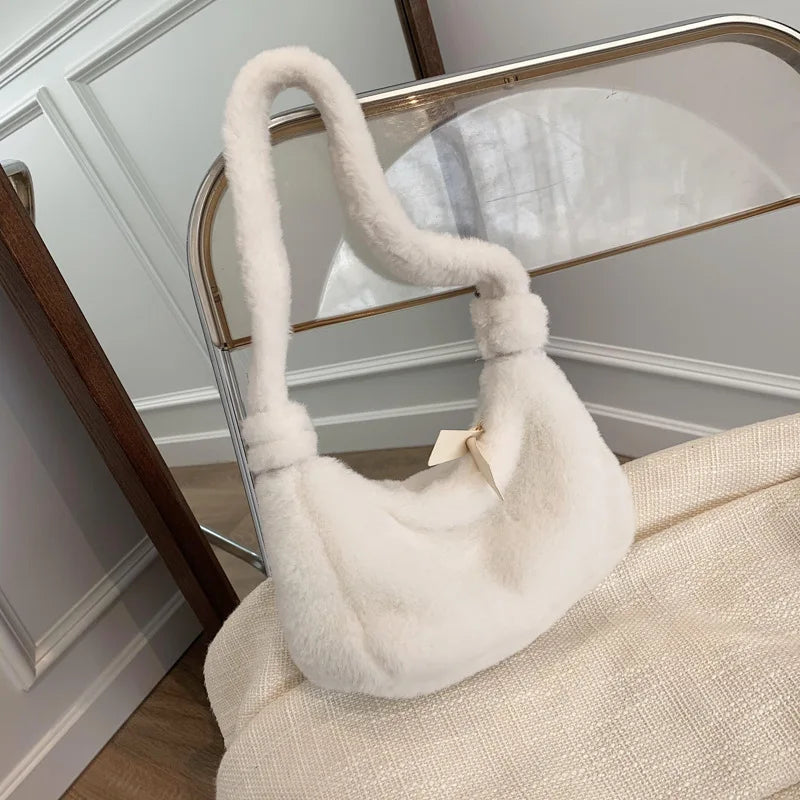 Autumn Winter Women's Shoulder Bag Mini Plush Handbag