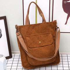 Corduroy Shopper Bag for Women Canvas Shoulder Tote Bag