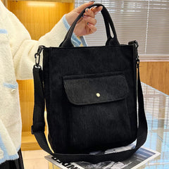 Corduroy Shopper Bag for Women Canvas Shoulder Tote Bag