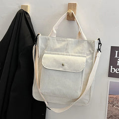 Corduroy Shopper Bag for Women Canvas Shoulder Tote Bag