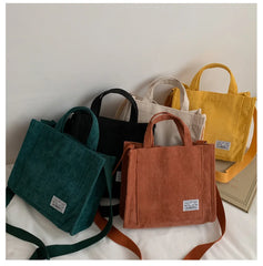 Autumn Corduroy Casual Women's Tote Shoulder Bag Art Canvas Crossbody Bag