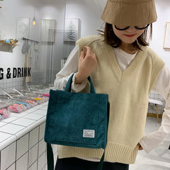 Autumn Corduroy Casual Women's Tote Shoulder Bag Art Canvas Crossbody Bag