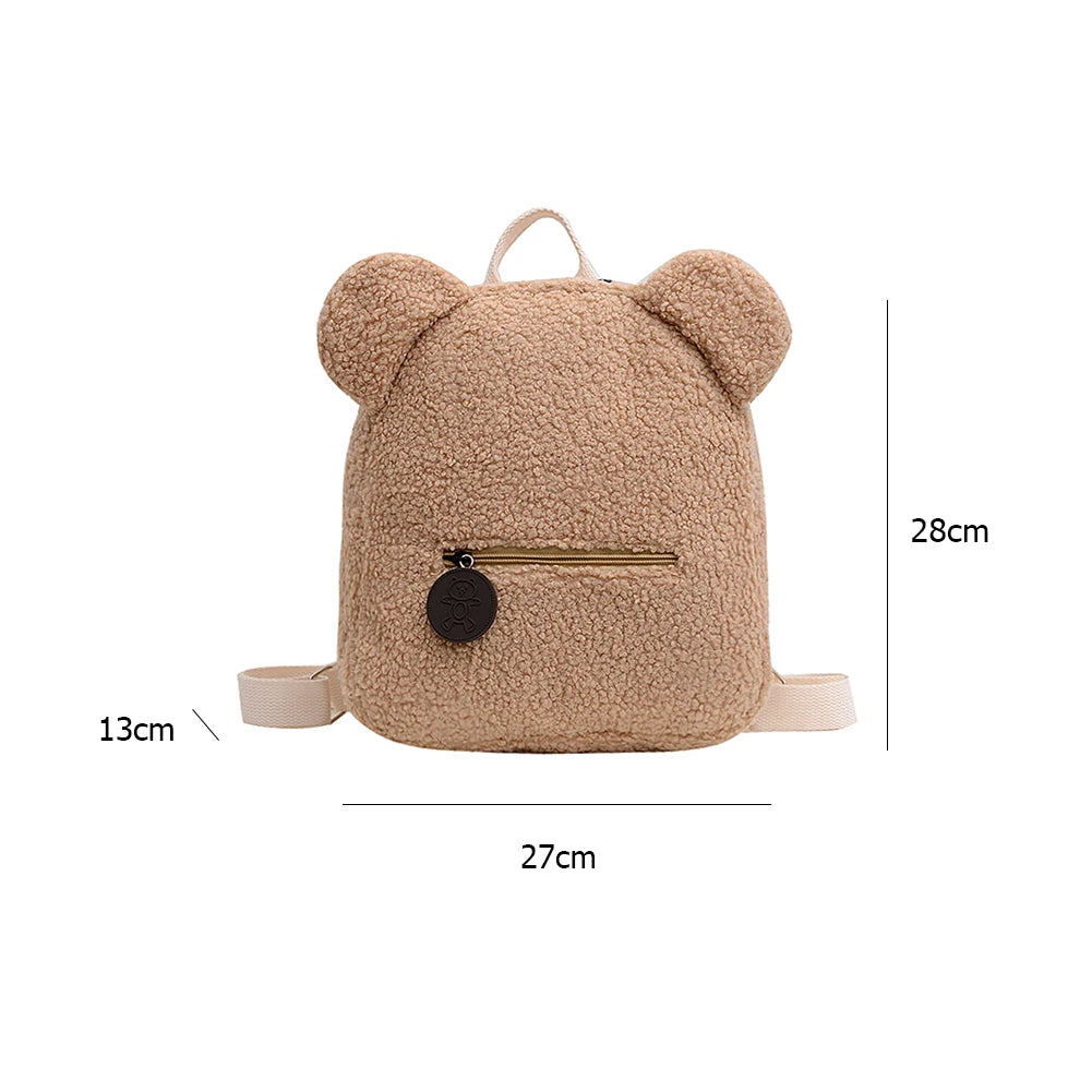 Autumn Bear Shaped School Bag, Fleece Travel Backpack