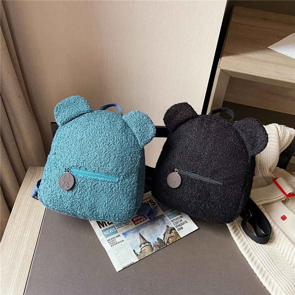 Autumn Bear Shaped School Bag, Fleece Travel Backpack