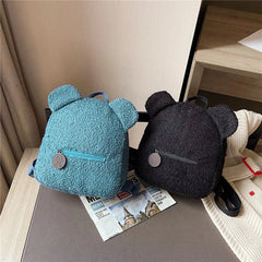 Autumn Bear Shaped School Bag, Fleece Travel Backpack