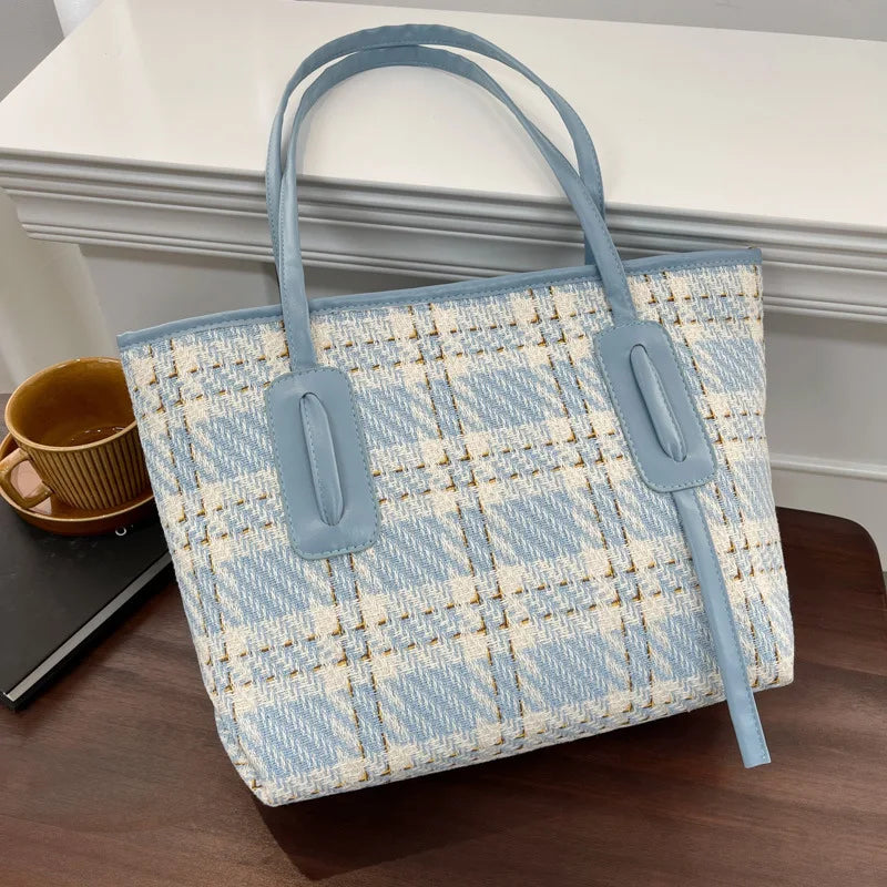 Autumn Plaid Tote Bag Hand-held Shoulder Bag