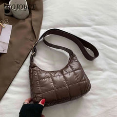 Casual Quilted Female Underarm Bag with Small Round Purse