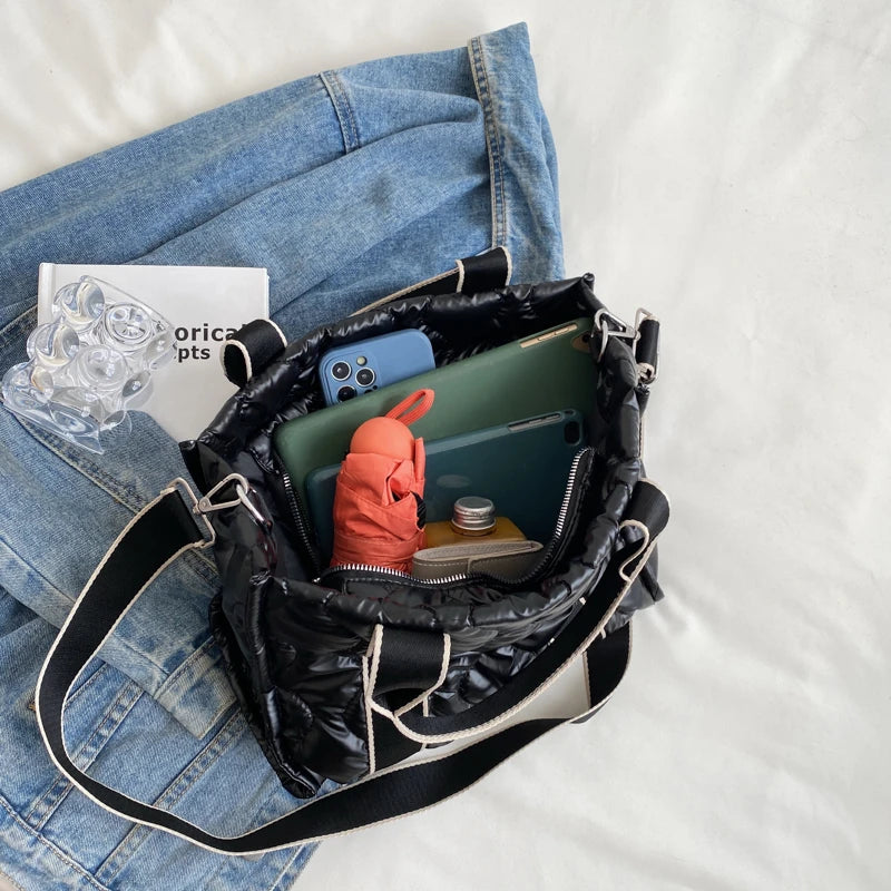 Quilted Cotton Crossbody Bag Large Capacity Shoulder Bag