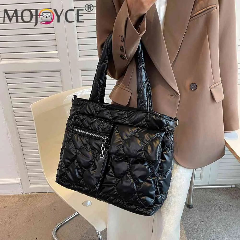 Autumn Winter Down Padded Shoulder Bags Large Capacity Quilted Handbag