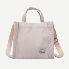 Corduroy Messenger Bag Shoulder Bag Letter Patch Top Handle Shopper Bag