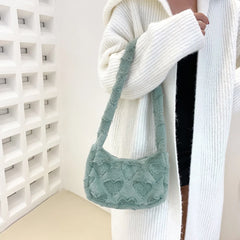 Plush Underarm Bags Solid Women Top-handle Bags Casual Shoulder Bags