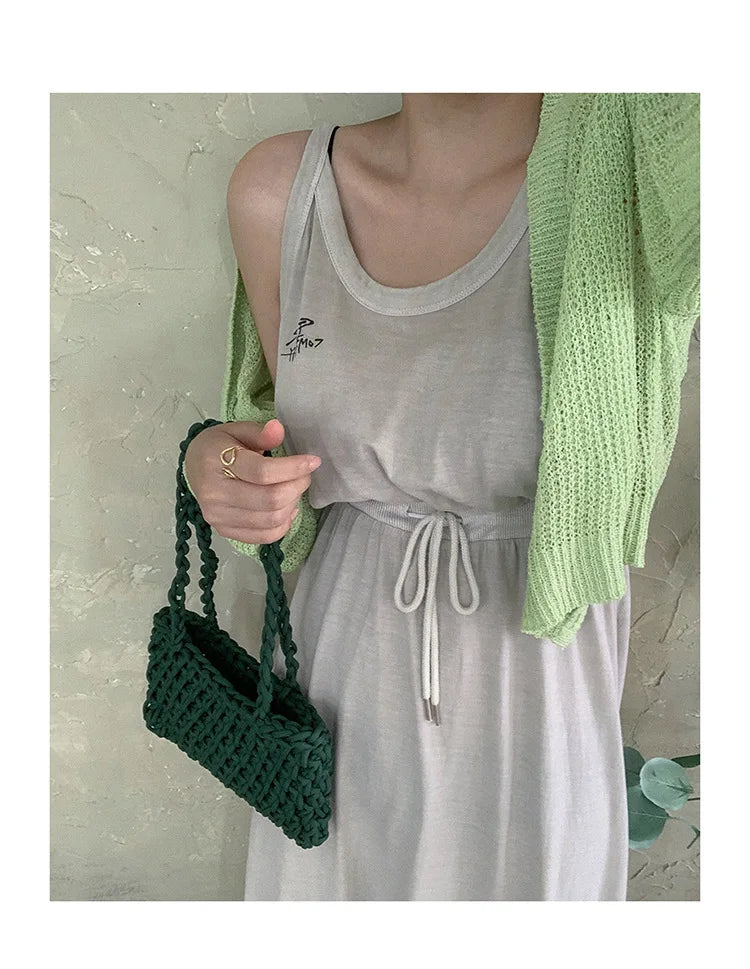 Korea DIY Handbag Cotton Rope Weaving Braided Portable Handbag