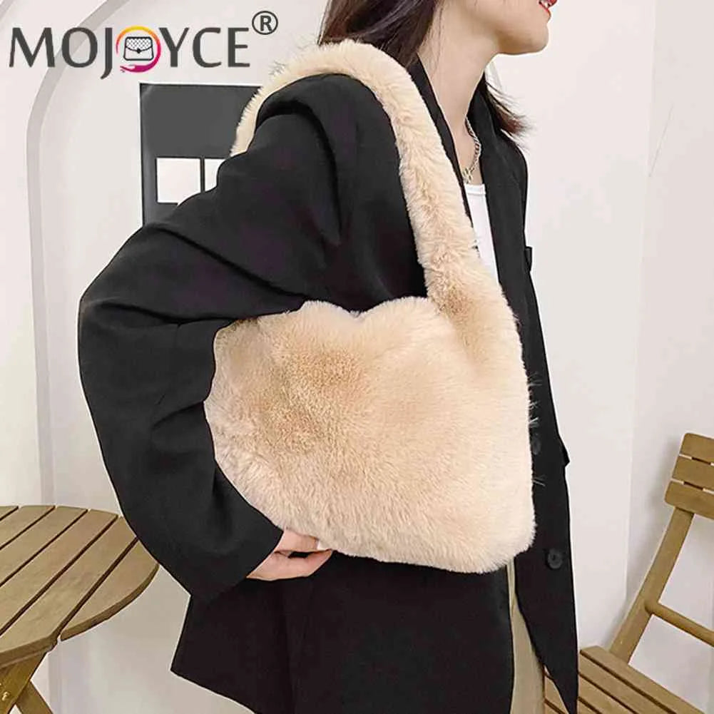 Plush Fluffy Tote Bags for Women, Large Capacity Soft Furry Handbags