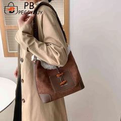 Lamb Wool Stitching Faux Fur Tote for Holiday Party