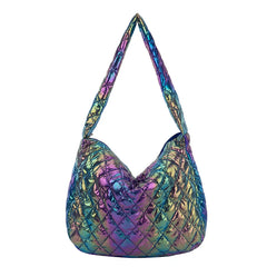 Large Capacity Shoulder Bag for Women, Laser Crossbody Handbag