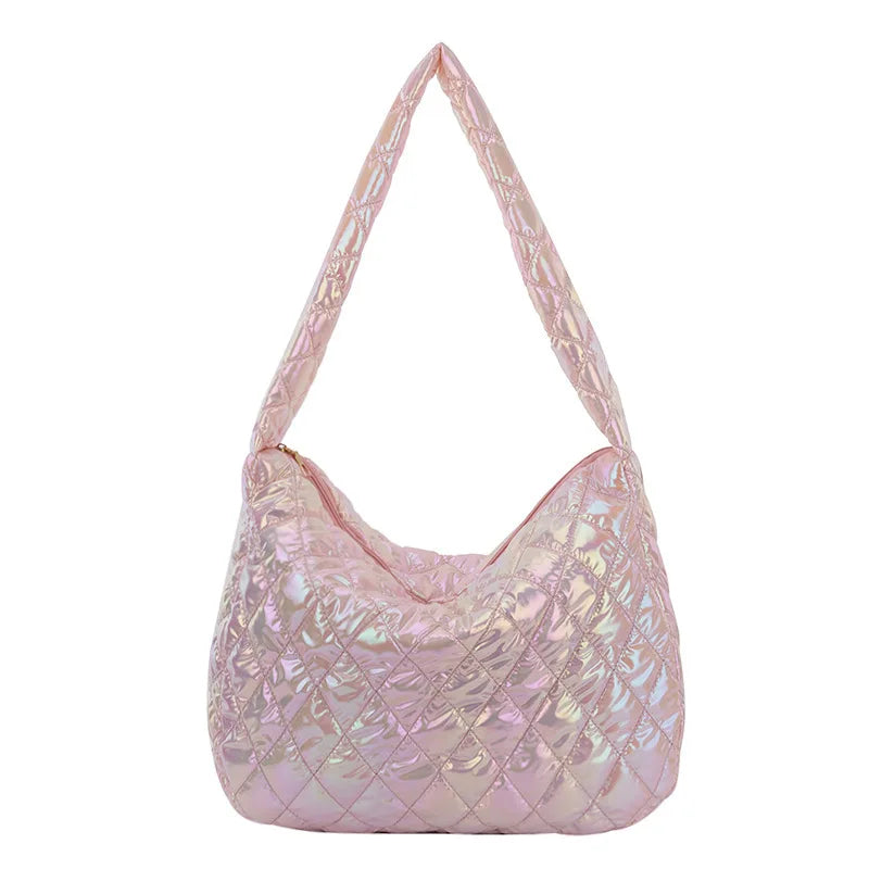 Large Capacity Shoulder Bag for Women, Laser Crossbody Handbag