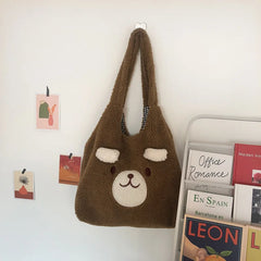 Women's Bear Pattern Shoulder Bag Plush Soft Handbag