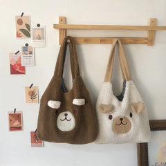 Women's Bear Pattern Shoulder Bag Plush Soft Handbag