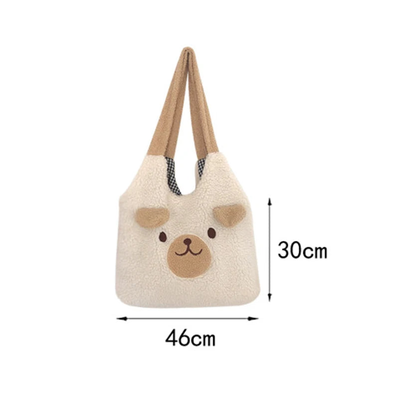 Women's Bear Pattern Shoulder Bag Plush Soft Handbag