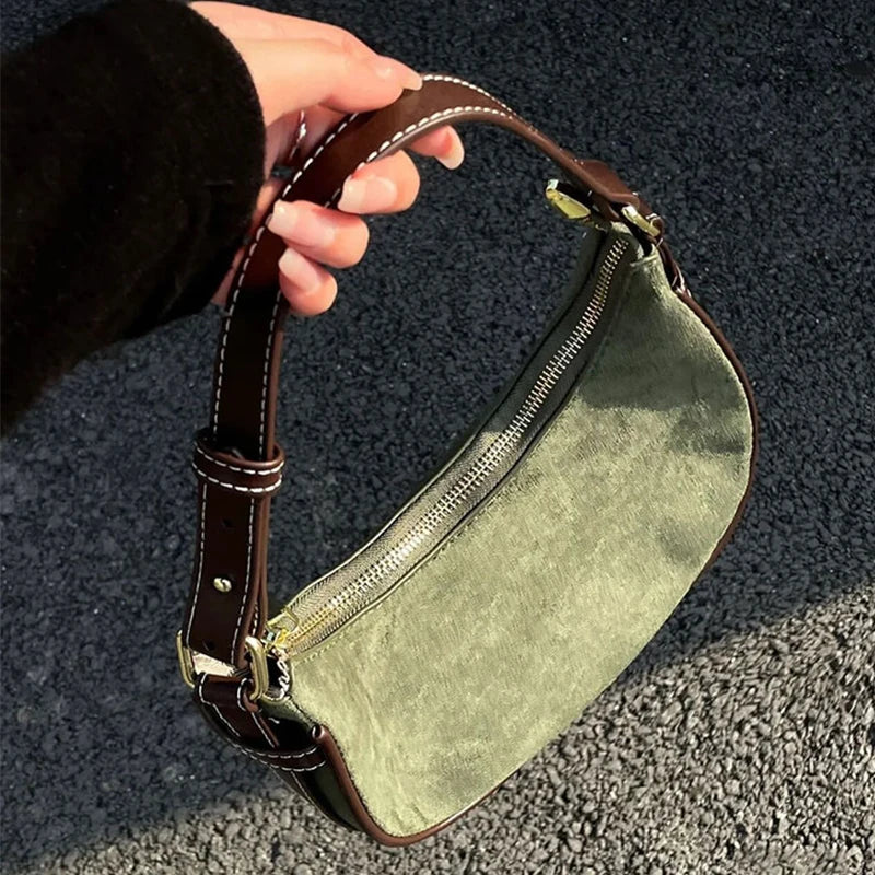 Vintage Moon Style Green Shoulder Bag for Women