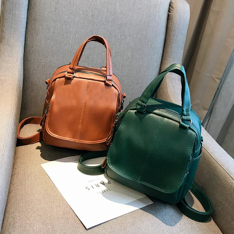 Autumn Winter PU Women's Backpack Soft Leather Female Backpack
