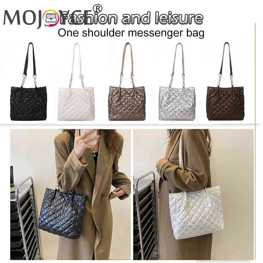 Quilted Cotton Padded Shopper Bag Large-capacity Solid Travel Satchel
