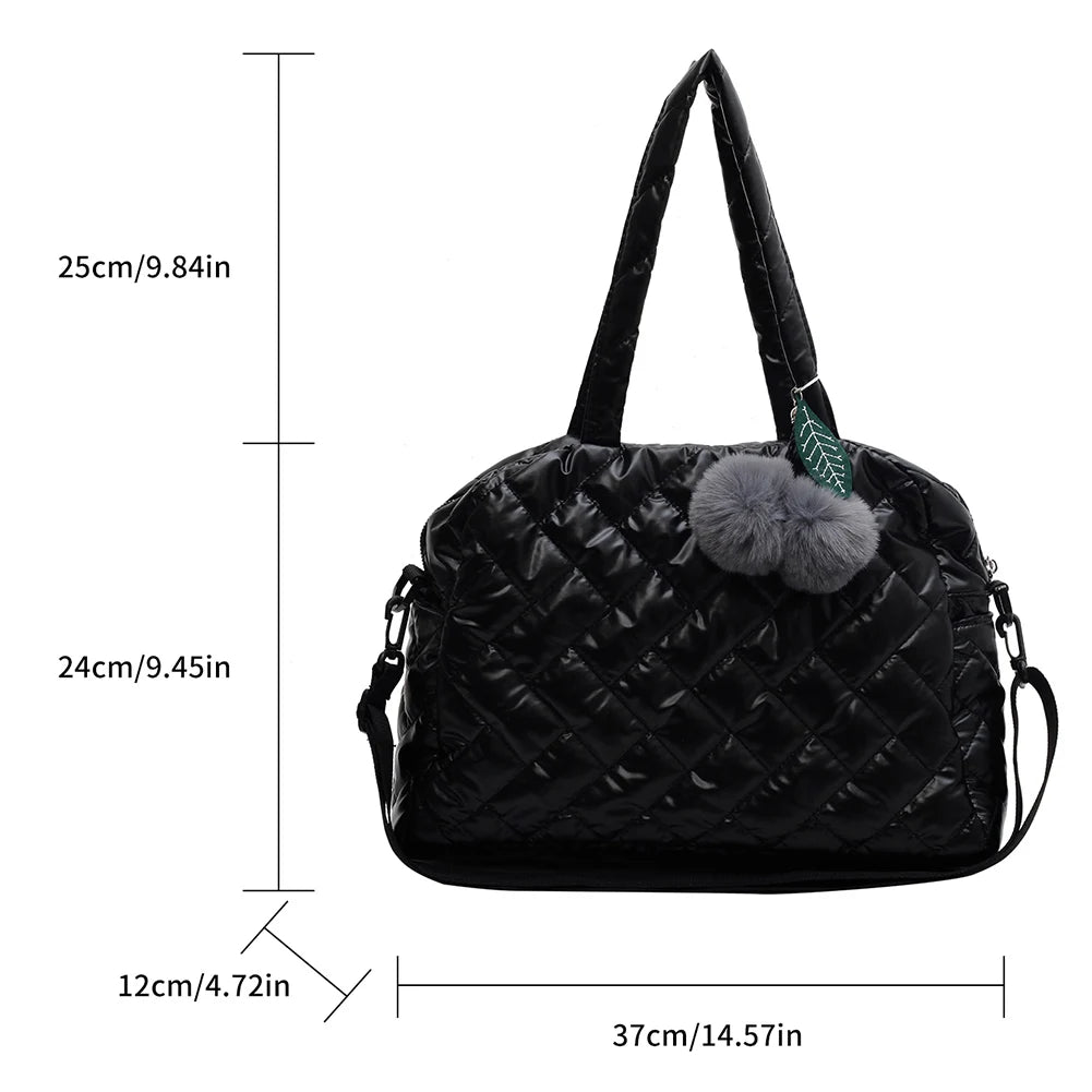 Quilted Shoulder Bag Large Capacity Lady Handbag Nylon Crossbody Bag for Travel