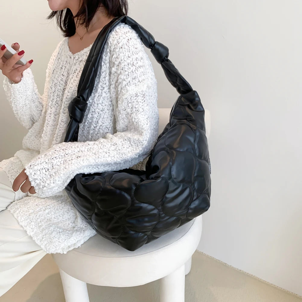 Autumn Winter Crossbody Bag Cotton Padded Travel Satchel
