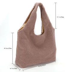 Soft Plush Top-handle Bag for Women, Large-capacity Handbag