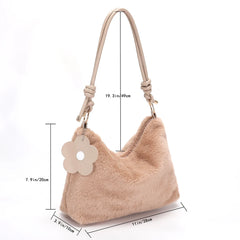 Shoulder Crossbody Bag for Women Plush Soft Underarm Bag Casual Ladies Handbags