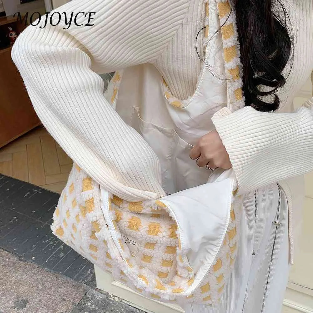 Waffle Plaid Top-handle Bag Casual Tote Shopping Large Street Travel Ladies