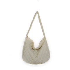 Vintage Diamond Shoulder Armpit Bag Cotton Padded Large Capacity
