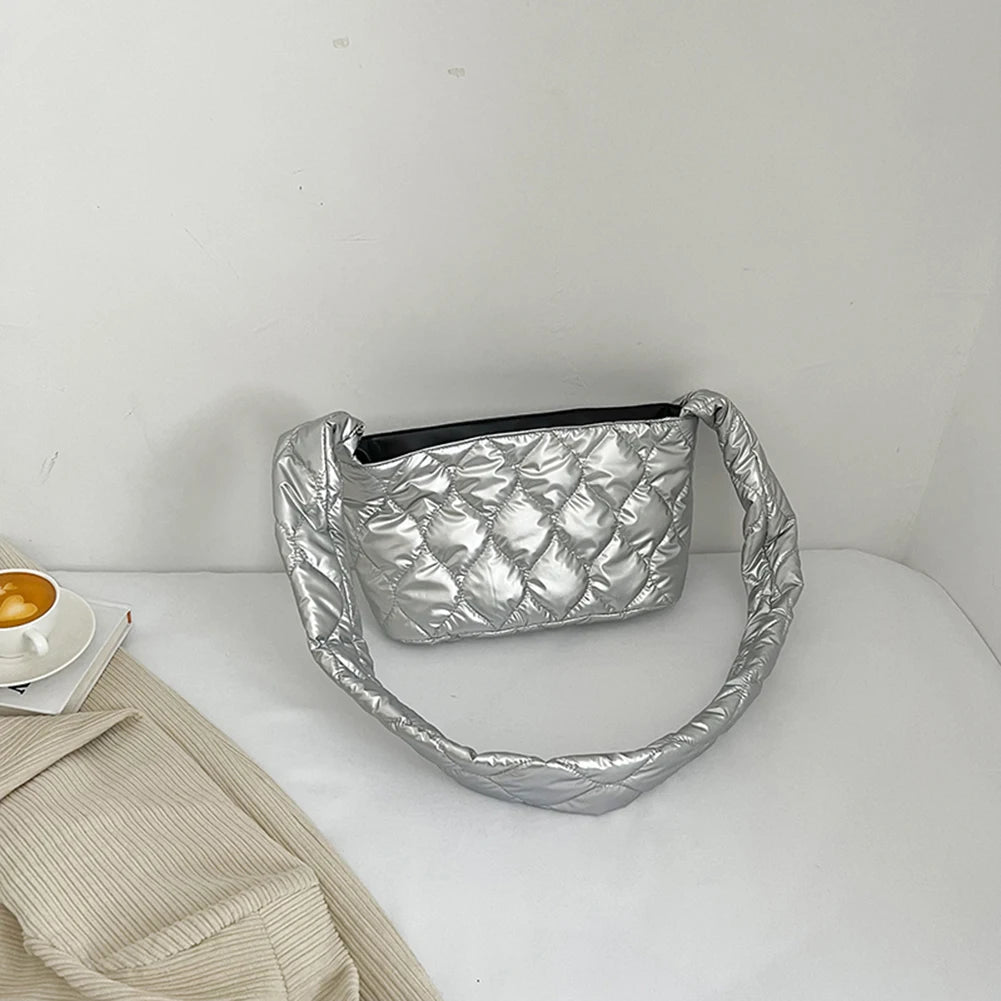 Women Crossbody Bag Quilted Rhombic Lattice Underarm Bag