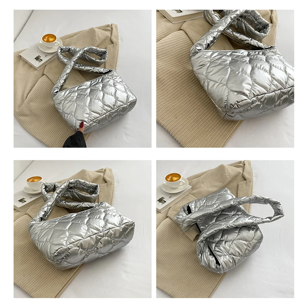Women Crossbody Bag Quilted Rhombic Lattice Underarm Bag