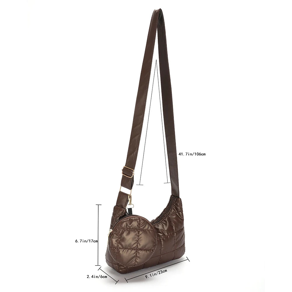 Quilted Shoulder Bag with Small Round Purse