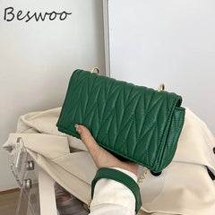 Autumn Women's Lingge Thread Handbag Chain Shoulder Bag